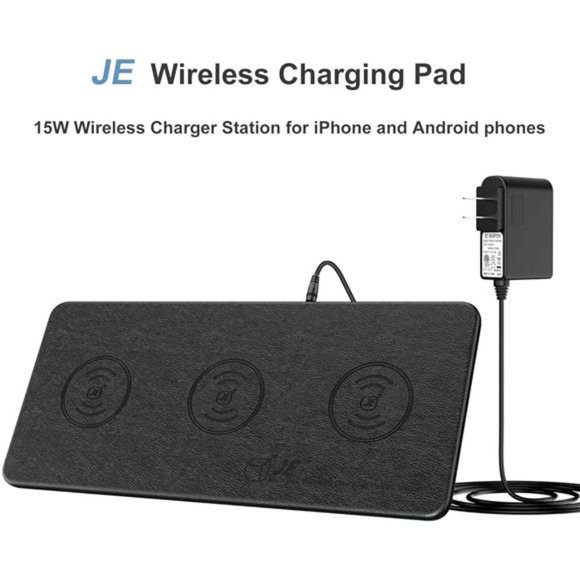 Wireless Charging Pad,15W Triple Wireless Charging Station,3in1 Wireless Charger - Picture 5 of 6